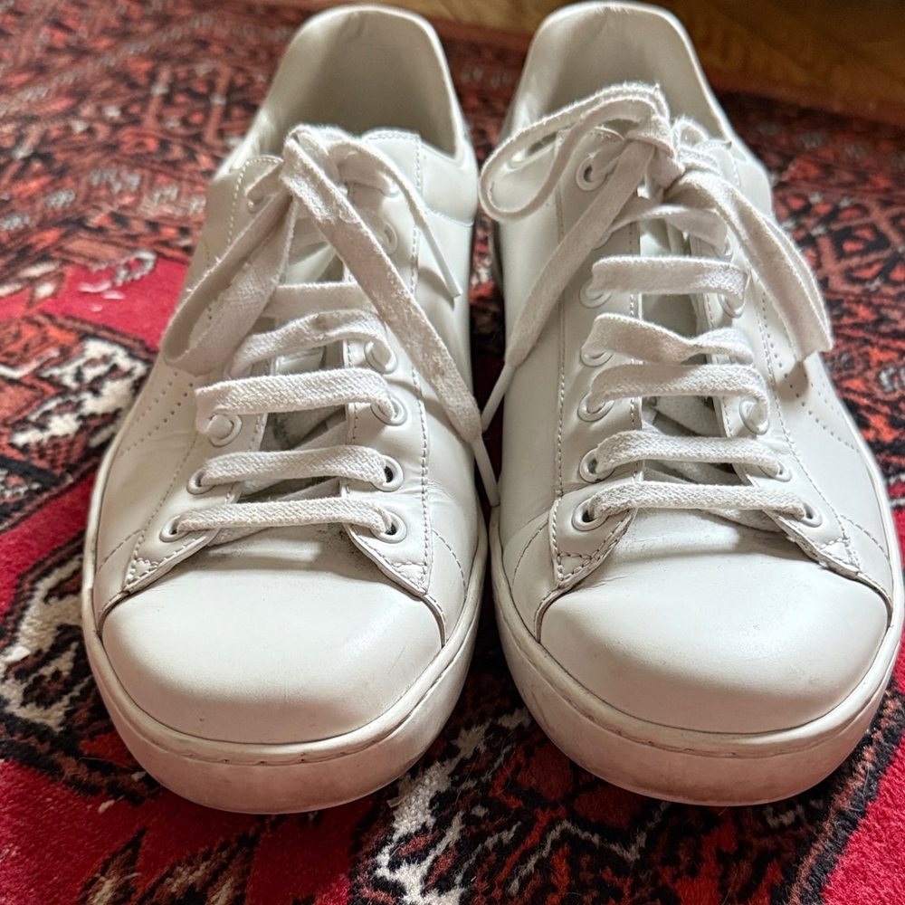 Gucci Ace interlocking G White & Gray Leather Sneakers size 8. - Picture 11 of 15